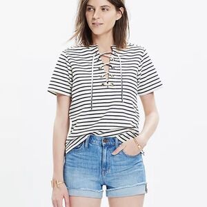 Madewell Striped Lace-Up Top  